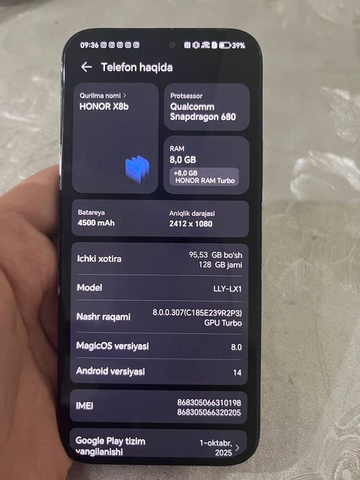 Honor x8b 8l128 sotiladi