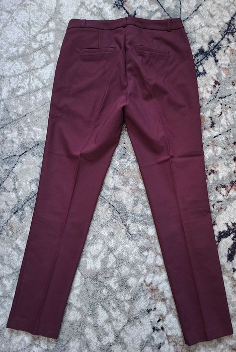 Pantaloni office damă (la dungă), vișiniu-prună, mărime 36, impecabili