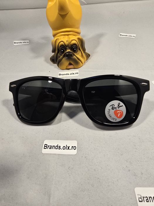 Promotie - Ochelari de soare polarizati Rayban Wayfarer 2140, rama lucioasa, lentila verde