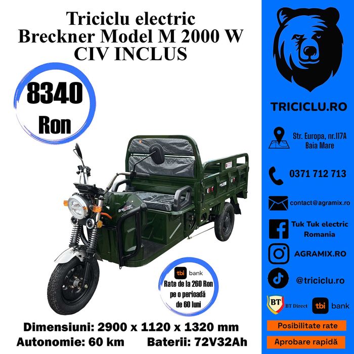 Triciclu electric 1600 W BRECKNER MODEL E-M-T 2000-3000 W Agramix NOI