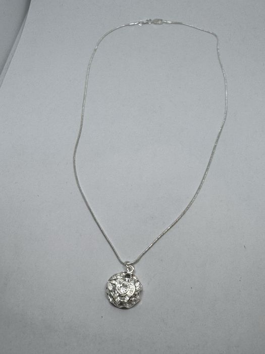 Нов сребърен синджир с висулка роза 8.12гр 925