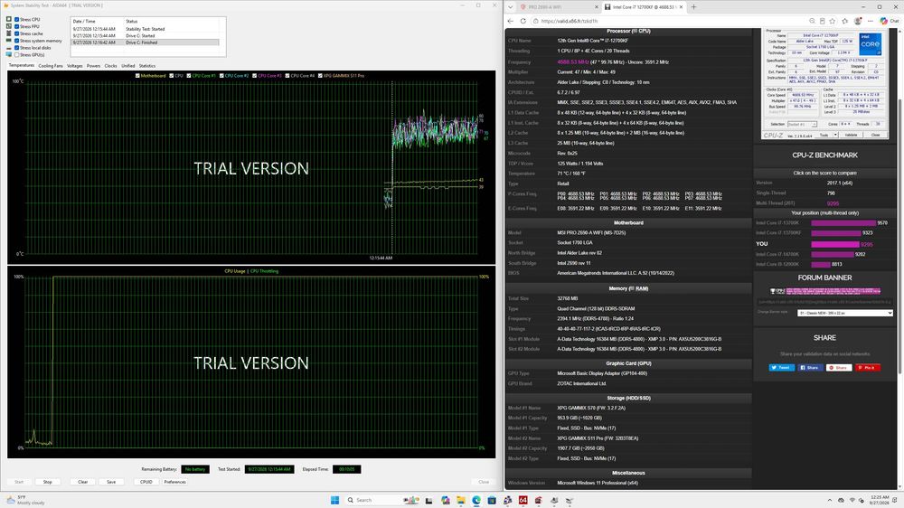 Computer 12700kf 32 GB RAM DDR5