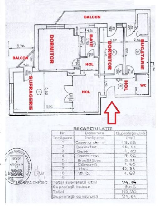 Ap. 3 camere, etaj 1 , McDonalds, 92 mp, Tic-Tac
