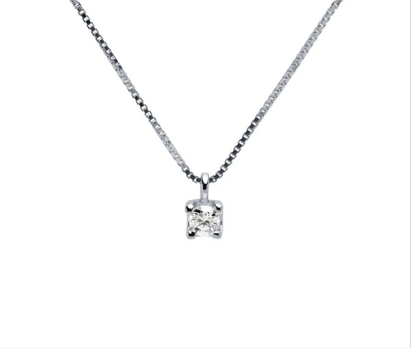 Колие с диамант и бяло злато