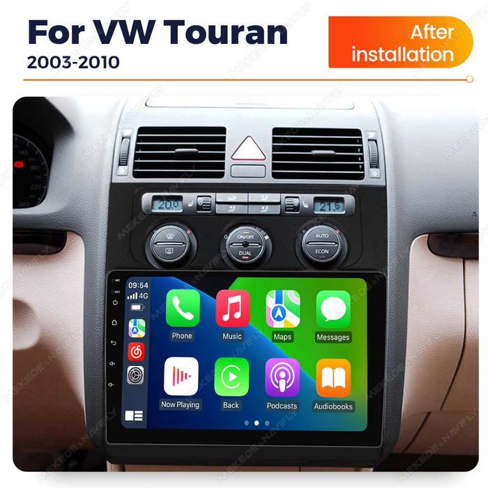 Navigatie Android 14 Vw Touran 2003 -2010 Waze CarPlay YouTube +CAMERA