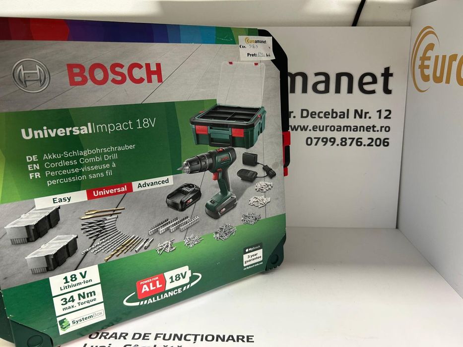 Masina de gaurit si insurubat cu percutie pe acumulator Bosch -D-