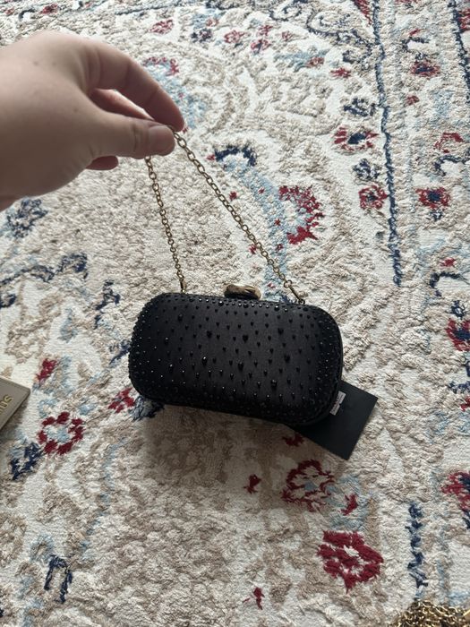 Черный Клатч со стразами
