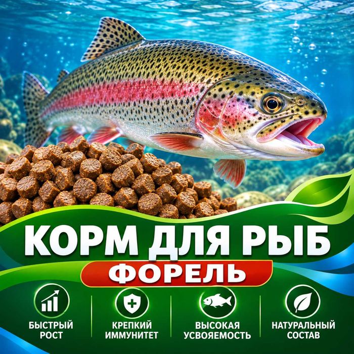 Экструдированный продукционный корм для форели