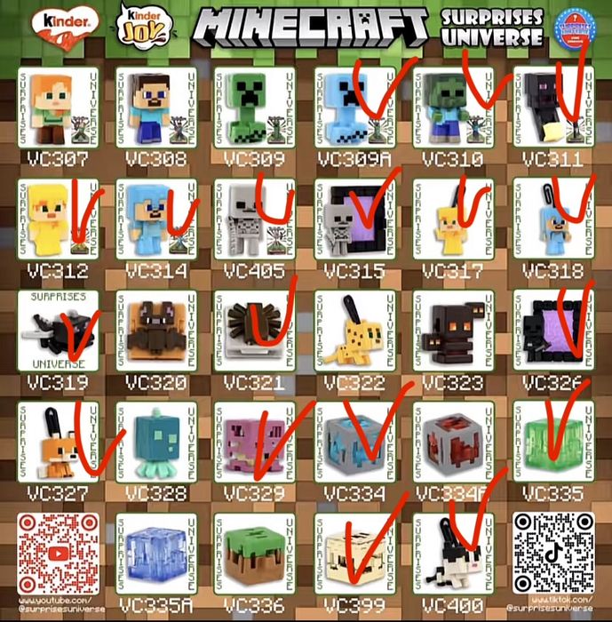 Фигурки киндер джой майнкрафт