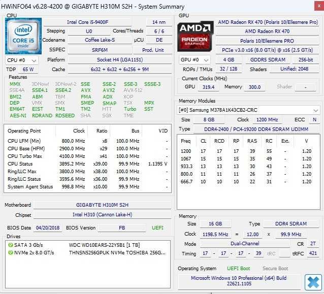 Calculator Unitate I5 9400 Rx 470 Ram 16 Gb SSD