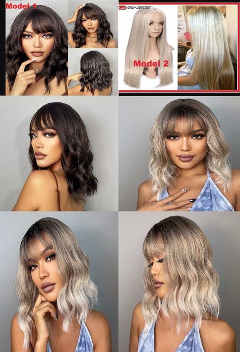 Peruca superba saten,blond ombre suvite valuri bob calitate ca natural