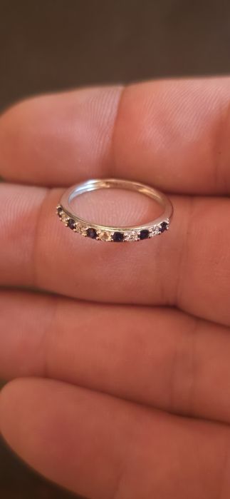 Inel aur safire si diamante naturale