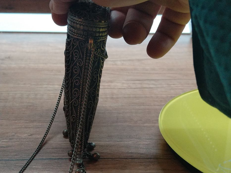 Продавам антикварна сребърна Барутница филиграм 19-век уникална