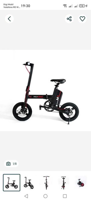 iVELO Bicicleta elec pliabila baterie LG LI-ion 7.8Ah 50km,bluetooth