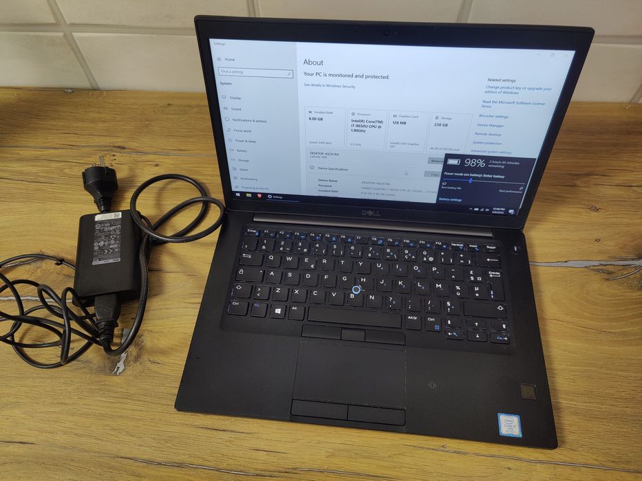 Dell i7 8650u 8gb 240gb 7490 laptop