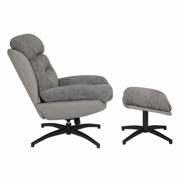 Fotoliu Confort Rotativ Gri cu otoman - Transport Gratuit in 4-10 zile