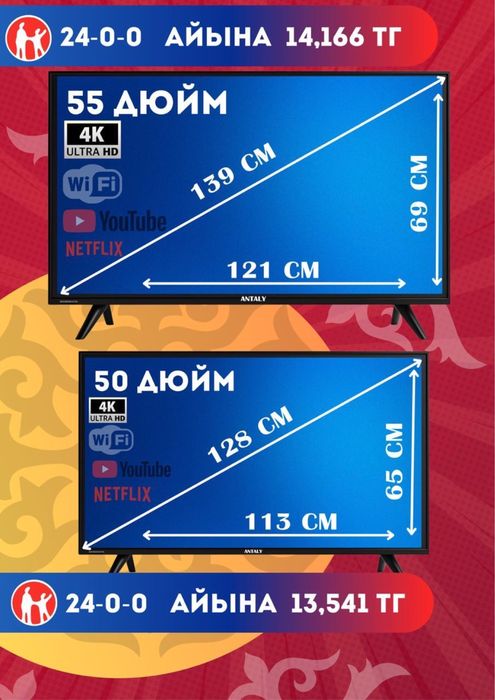 Телевизоры ANTALY Smart TV 4K — от 32 до 60″