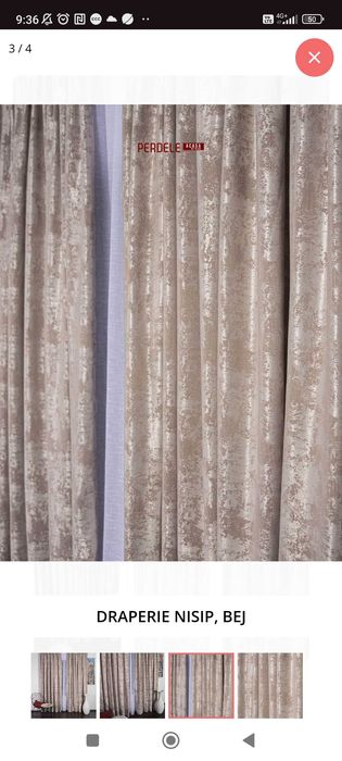 Vând urgent 4 buc draperie bej nisip 140×243 înălțime, gata incretita