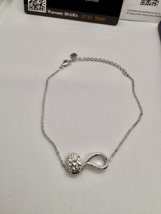 Сребърна гривна с мойсанит (Диамант) 1 карат