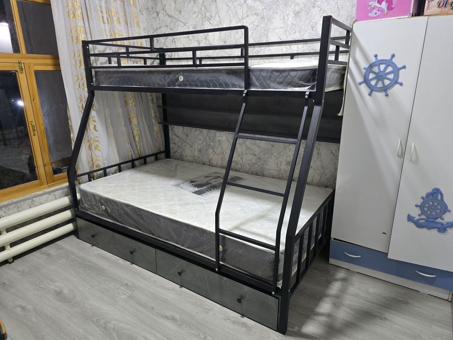 Двухъярусная кровать. Двухместный кровать. Ikki etaj kravat
