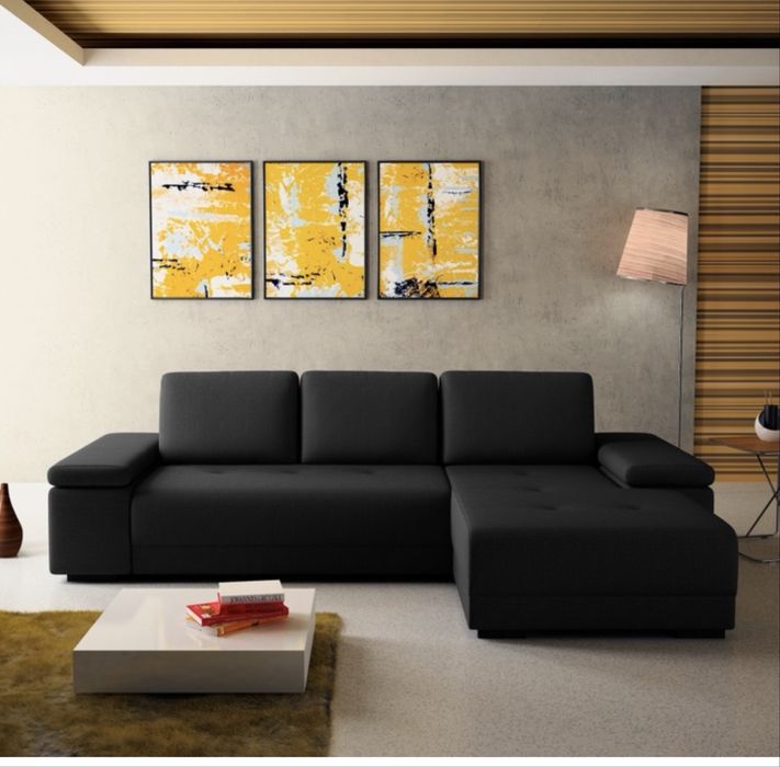 Coltar living extensibil pe stanga Pierro, cu lada, gri inchis, 273 x 177