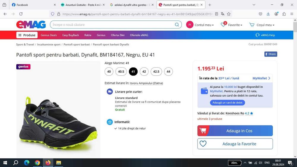 adidasi Dynafit Ultra  USA , GORETEX 45