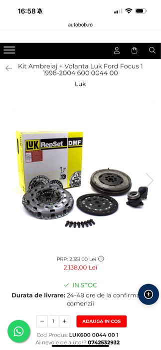 Kit ambreiaj complet ford focus 1.8Tdci/Tddi  LuK RepSet DMF 600004400