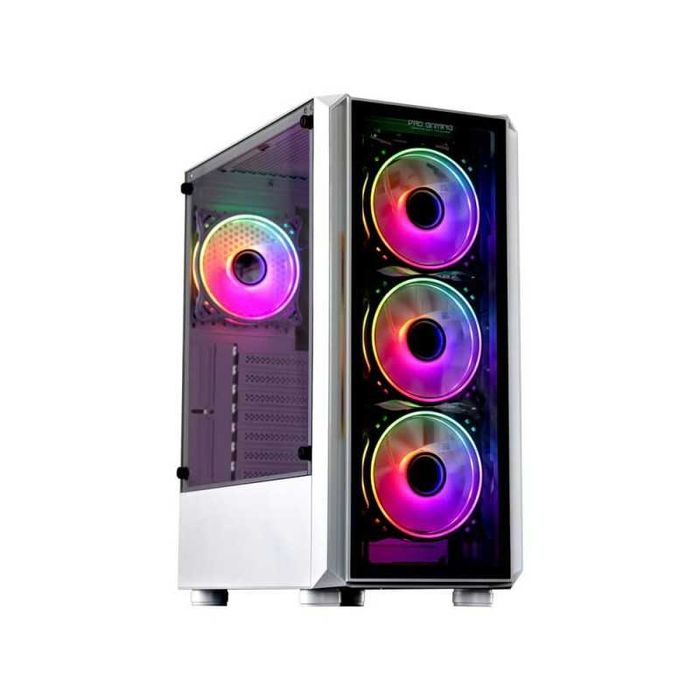 Carcasa Pro Gaming Bastion, Alba, Middle Tower, ATX, fara sursa, Controller ARGB, telecomanda