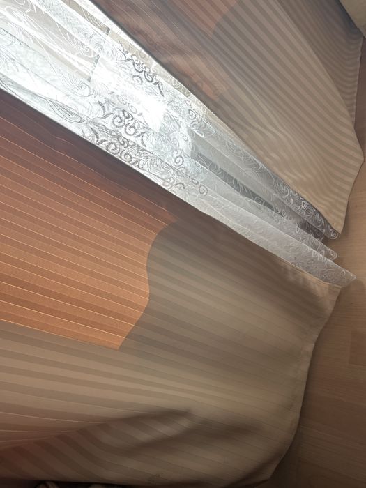 Шторы беживый две полоски