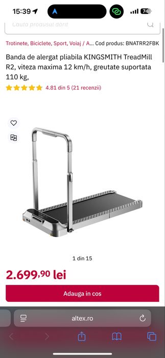 Banda de alergat pliabilă KingSmith WalkingPad R2