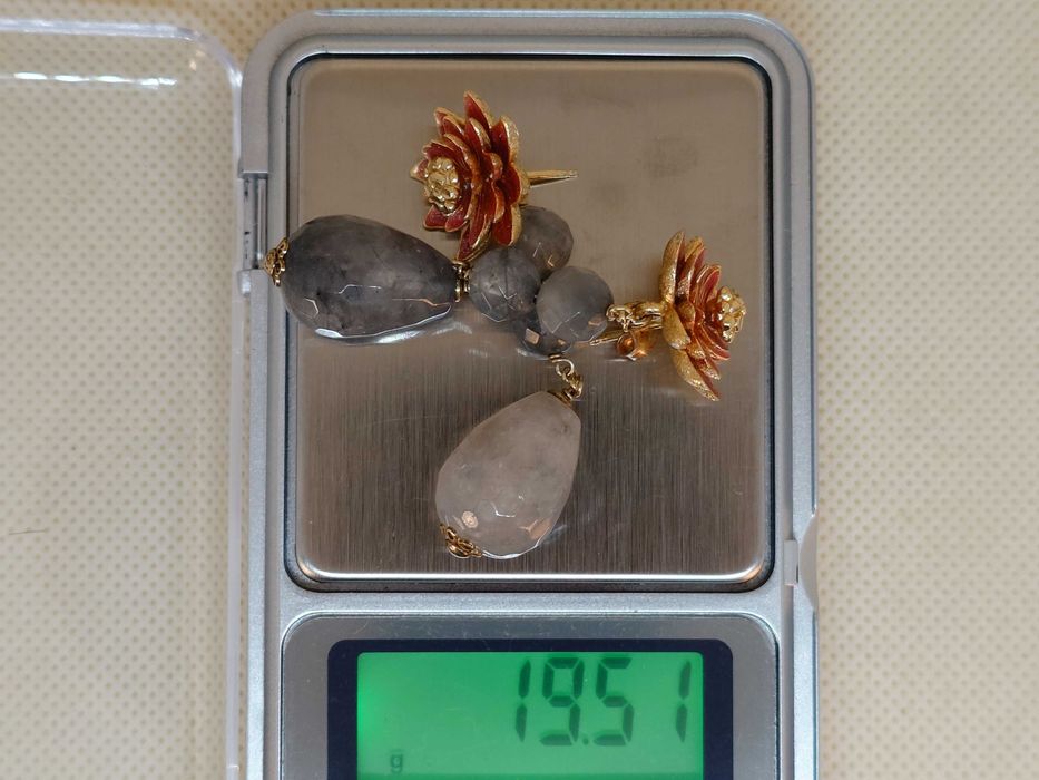 Set din argint si cuart cercei + pandantiv vintage MISIS