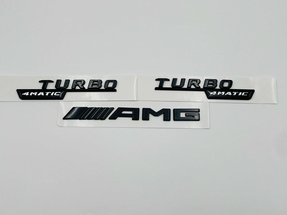 Set Embleme Compatibile Mercedes turbo 4matic AMG negru