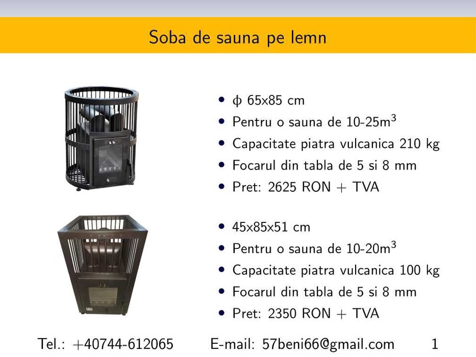 Soba de sauna pe lemn