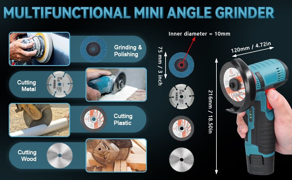 Мини Акумулаторен Ъглошлайф (Ръчна Шлайфмашина) с две батерии и кутия