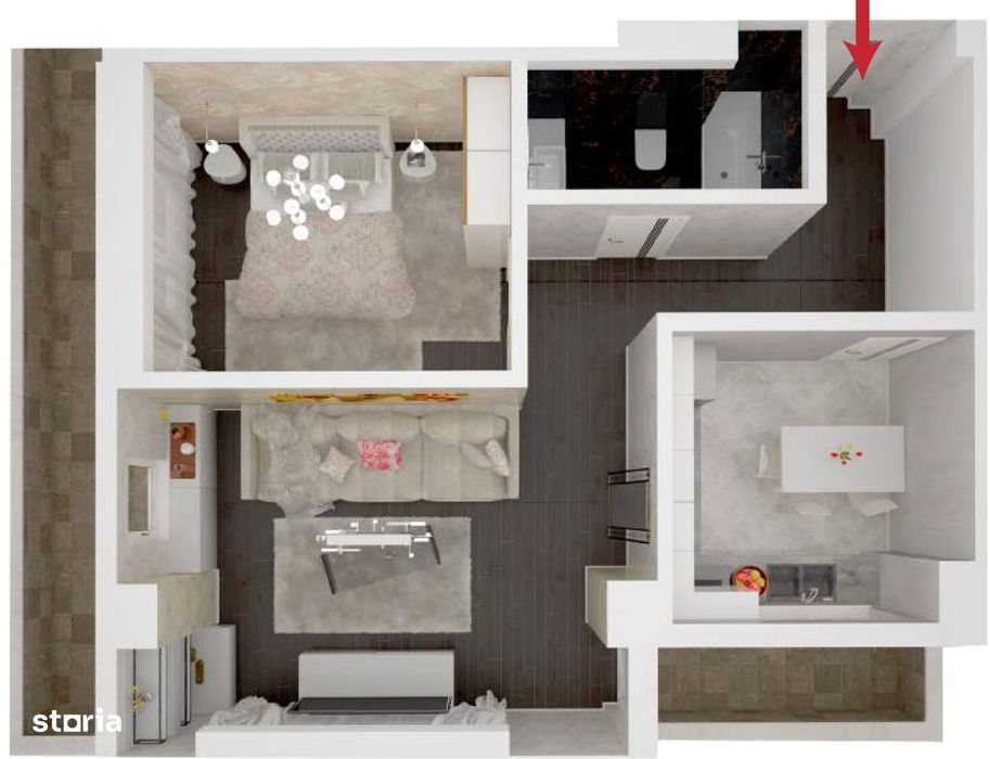 Apartament cu 2 camere în Manta Rosie