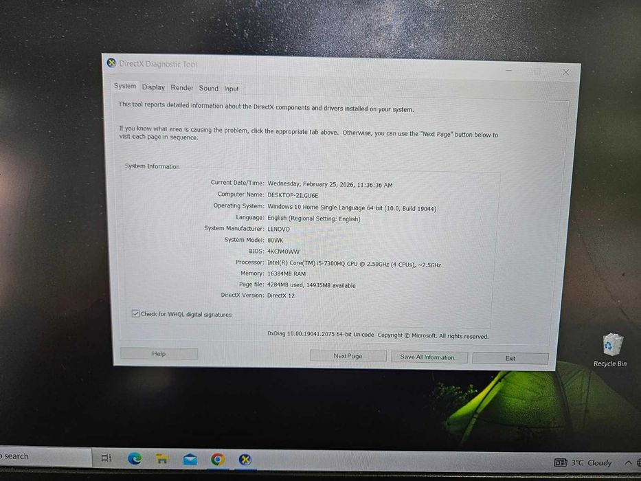 Lenovo Gaming i5 7Th Gen Gtx 1050 / Amanet Cashbook Galati