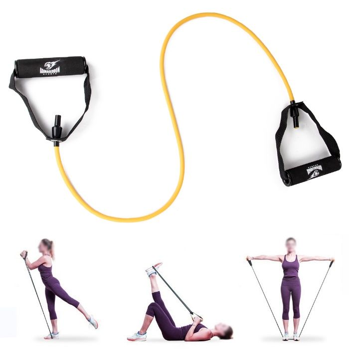 Тренировъчен Фитнес Ластик с Дръжки от 5 до 25 кг с Аксесоар за Врата
