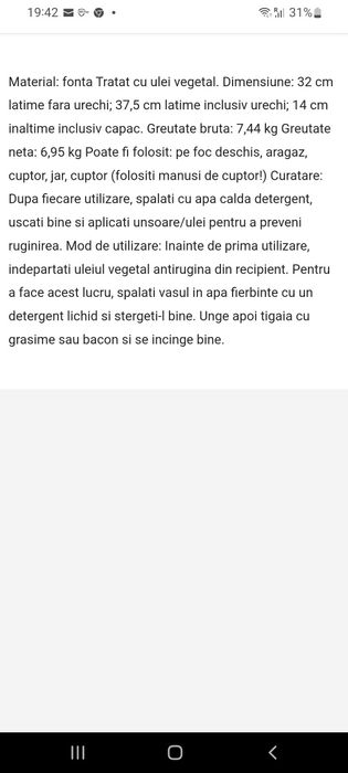 Wok fo fontă 3 în 1  cu capac fontă 32 cm  Ofertă 281 lei