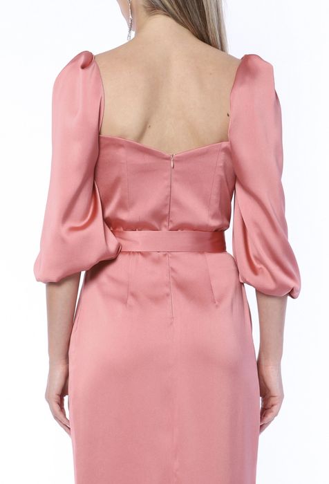 Rochie midi TGH peach pentru evenimente atât pentru zi cât și seara