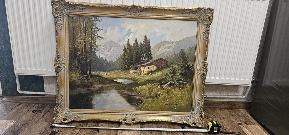 Tablou ulei pe pânză Johannes Bochmann „Am Chiemsee” ramă Baroc