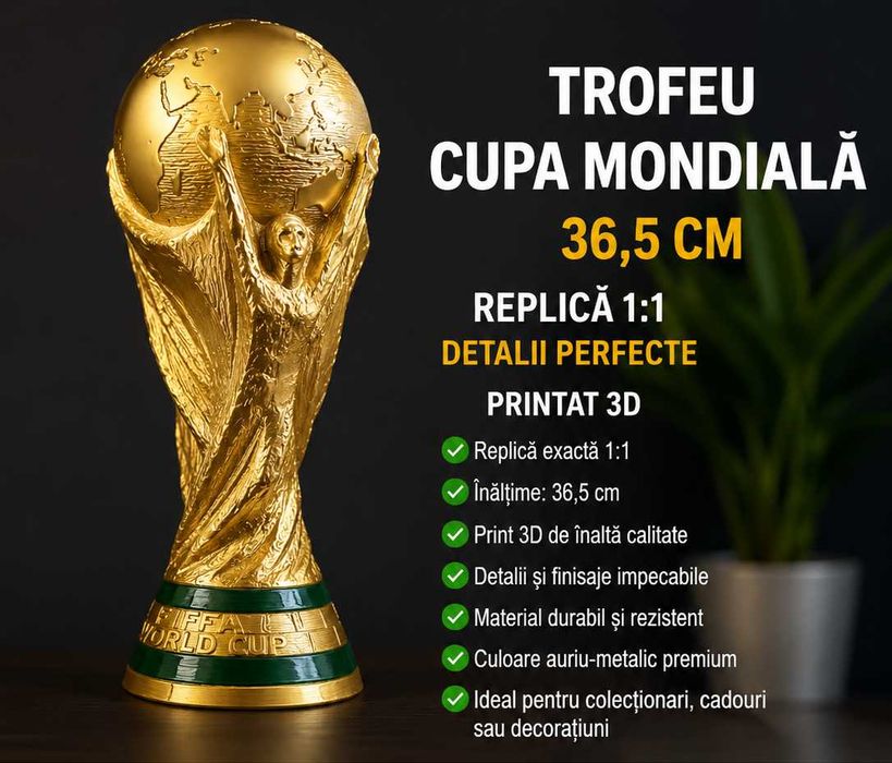 Trofeu Cupa Mondiala, 36,5cm , replică 1:1, detalii perfecte.