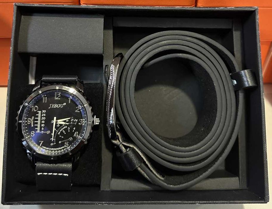 Стилен мъжки комплект - Часовник и колан