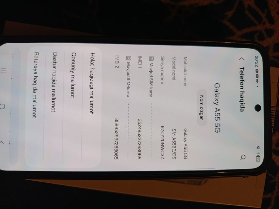 Samsung A 55 holati ideal