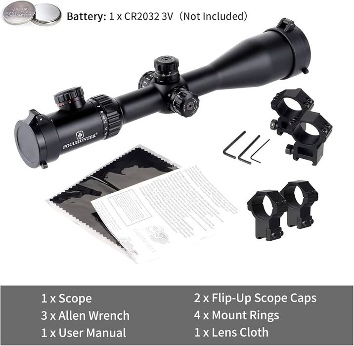 Оптика FOCUHUNTER 4-24x50 SF, оптически прицел с подсветка и монтажи