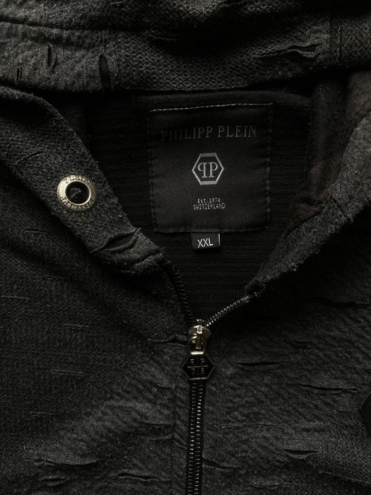 Philipp Plein distressed zip hoodie