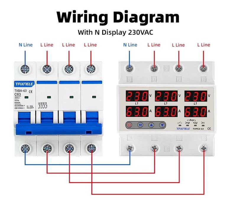 Трифазно реле за контрол на напрежение и ток до 100А, До 300V,20204171