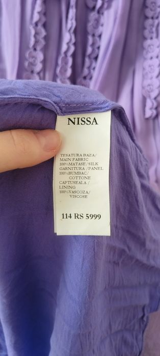 Rochie NISSA de ocazie din matase 100% 34 lila