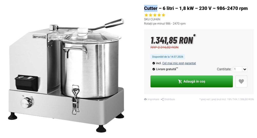 CUTTER LEGUME 6L,  Profesional,  Nou !