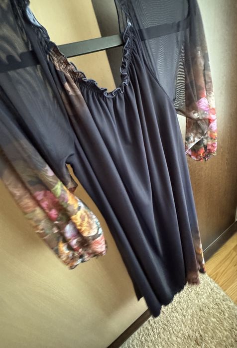 Rochie “Monesse” bleumarin cu inprimeu floral, nr 42.Stare impecabilă