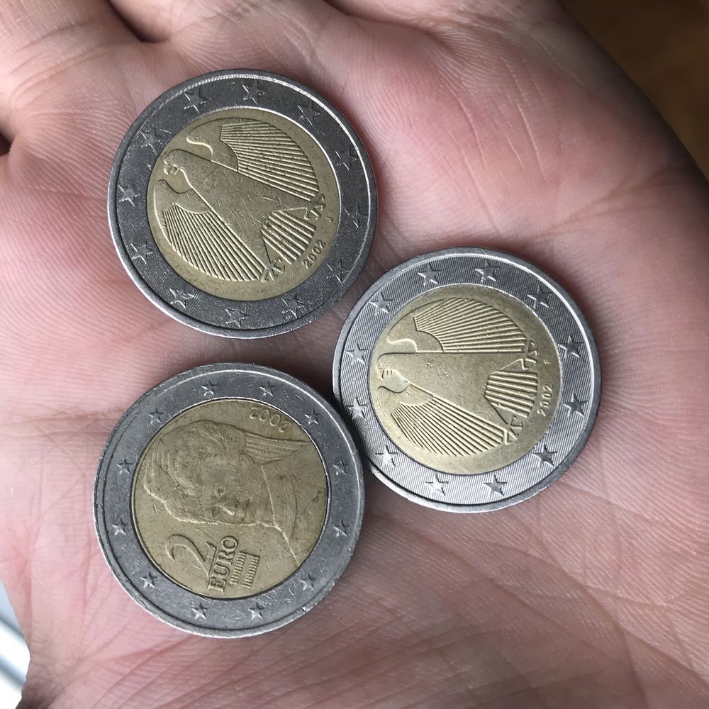 Монети 2 евро 2002 година 1 евро 2002 година гр. Монтана Младост 2 • OLX.bg